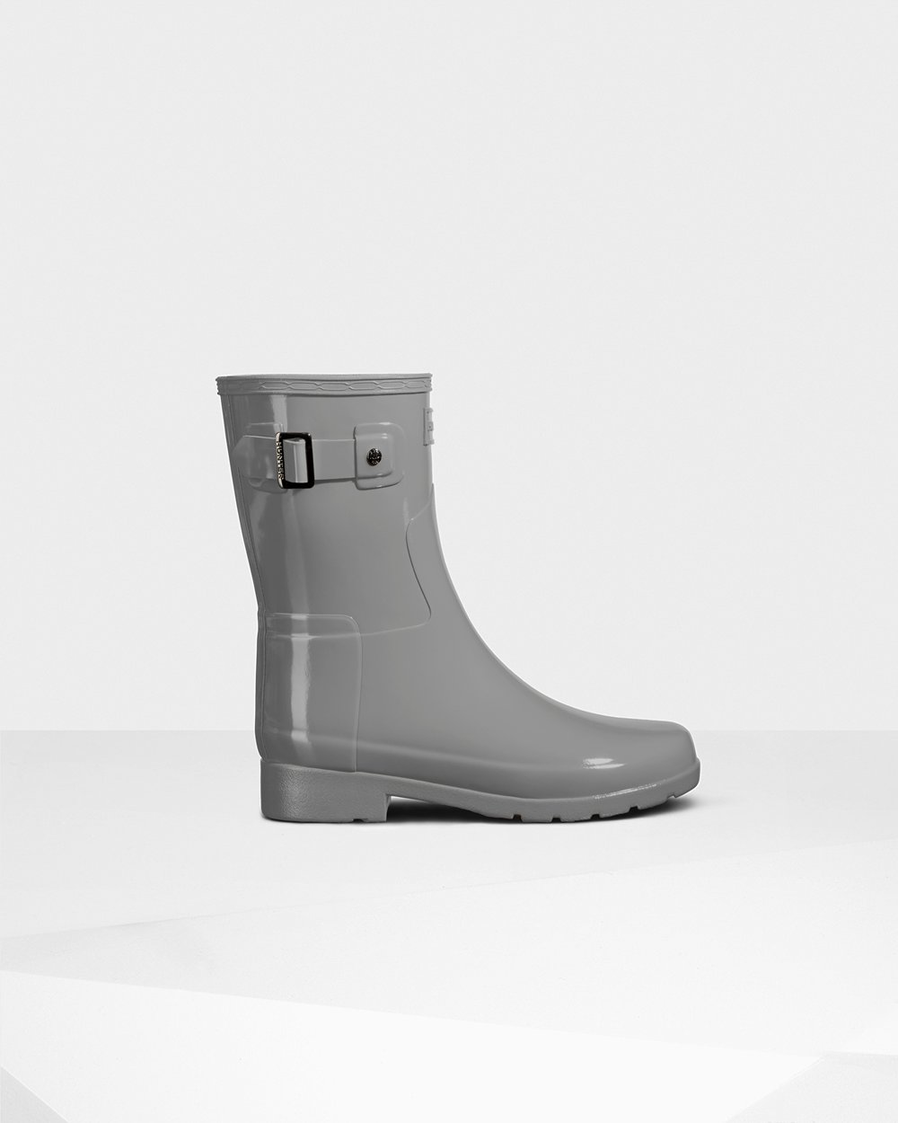 Womens Hunter Short Rain Boots Grey - Refined Slim Fit Gloss - 1579482-WY